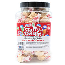 Taffy Delight Chocolate Chip Cookie Salt Water Taffy 16oz Jar 